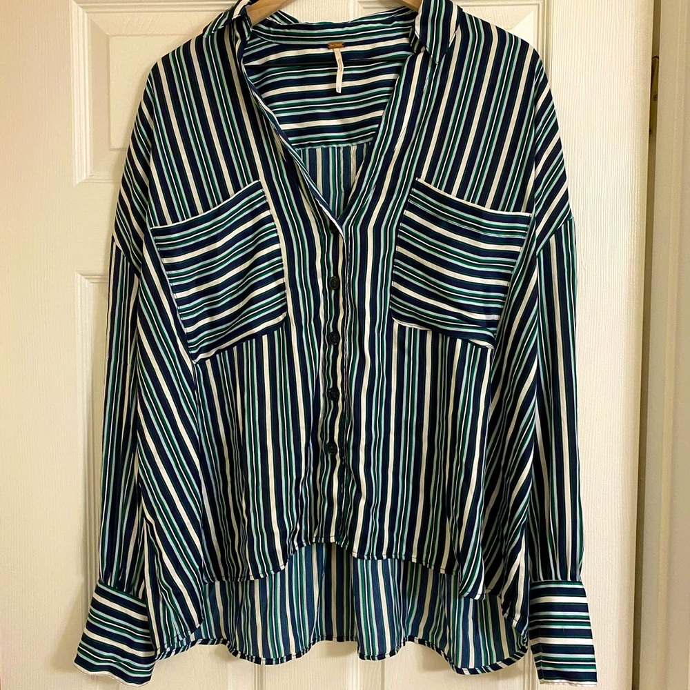 Free People Striped Silky Top